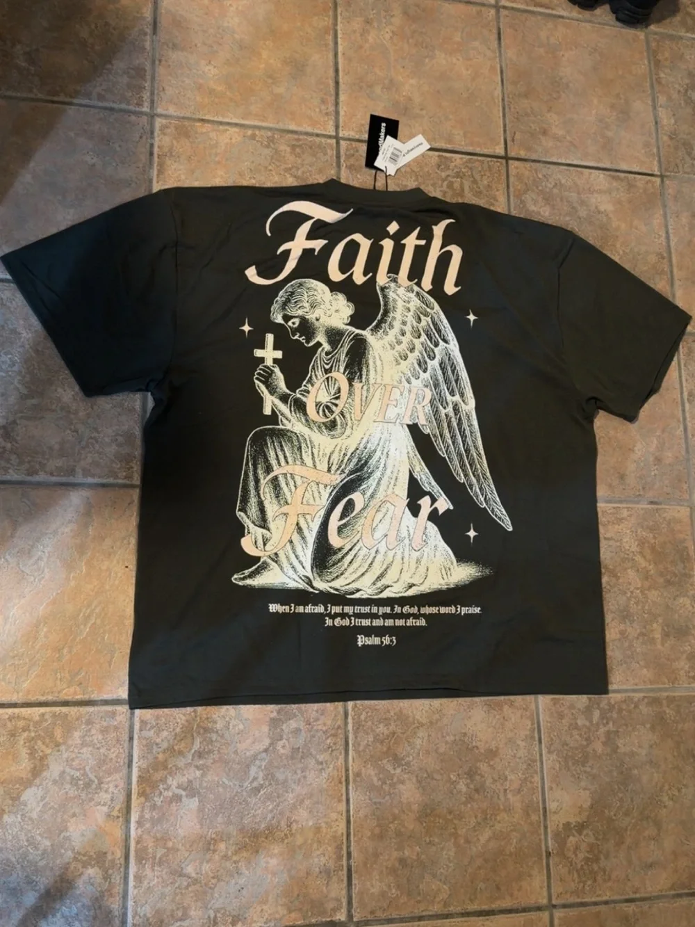Faith Over Fear Graphic Tee - Black with Cream Print